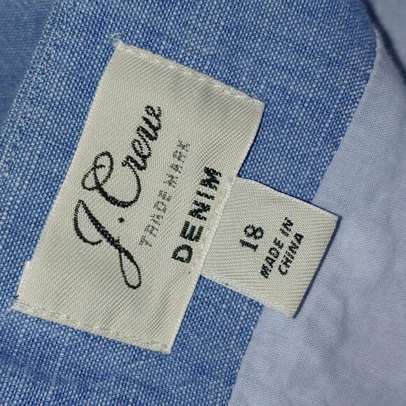 J.Crew Denim Spaghetti Straps Wide Leggs Chambray Blue Jumpsuit Size 18 - Picture 2 of 8